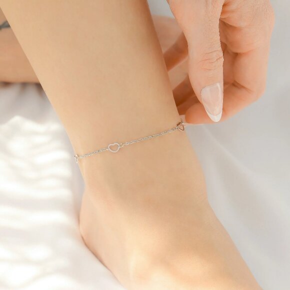 Silver Heart Anklet - Waterproof, Tarnish-free, Hypoallergenic - Summer Faves - Picture 3 of 3